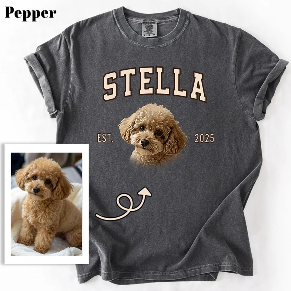 Soft Pet T Shirt Custom Tee Memorial Gift Dog Portrait Print Personalized Name Design For Pet Lovers