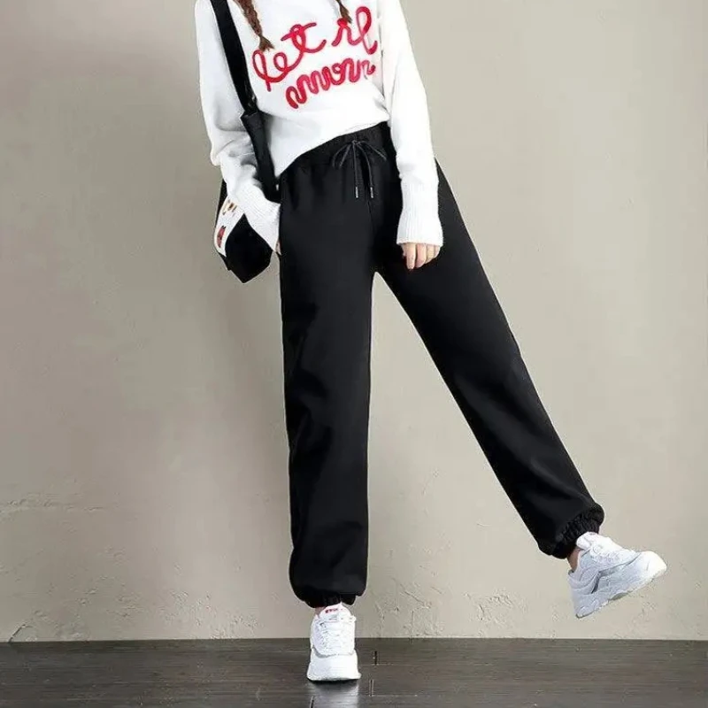 Women High Waist Fleece Lined Joggers Drawstring Warm Plush Winter Loungewear Streetwear Daily Casual Workout Athletic Trousers - view 2