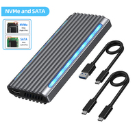 M.2 NVMe NGFF SSD Enclosure USB 3.1 Type-c 10Gbps SATA HDD Box 2230/2242/2260/2280 RGB LED Dual Protocol M2 SSD Enclosure Box