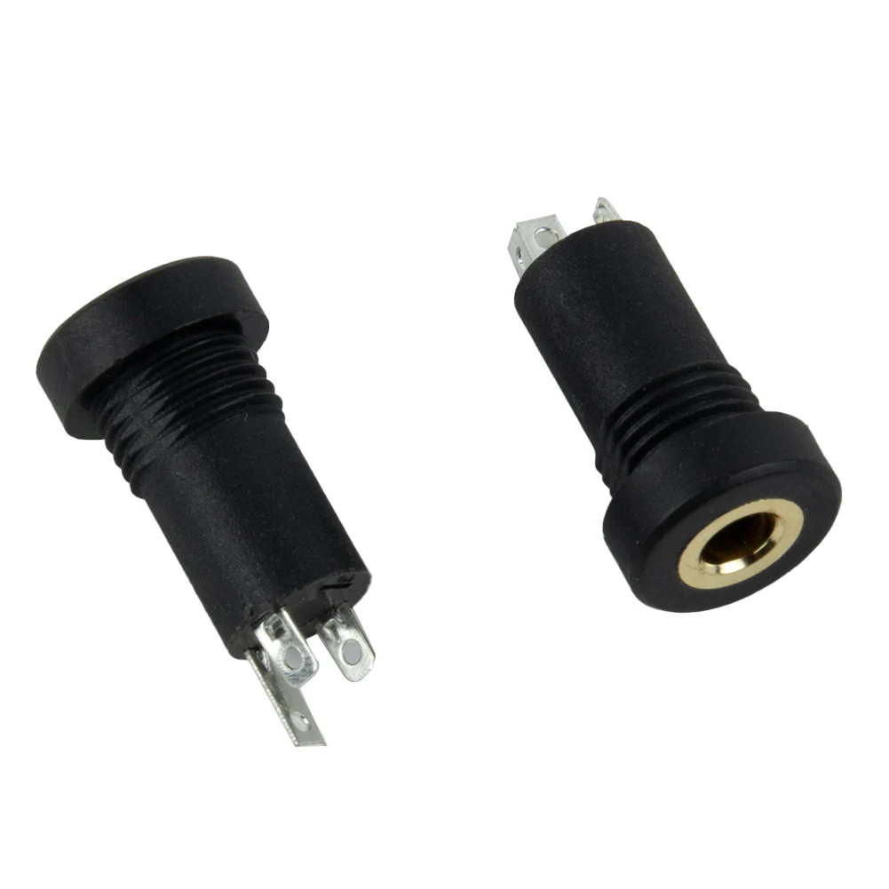 

3.5MM Audio Jacks Adapter Audio Aux 2.1x1cm 3 Pole Black Chassis Gold Over Nickel Jacks Mount Panel Socket Stereo