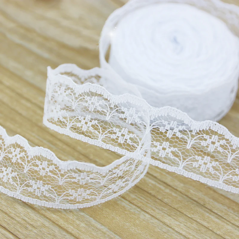 (10 yards/roll) 2.25cm White Lace fabWebbing Decoration Lovely gift packing Cotton Material