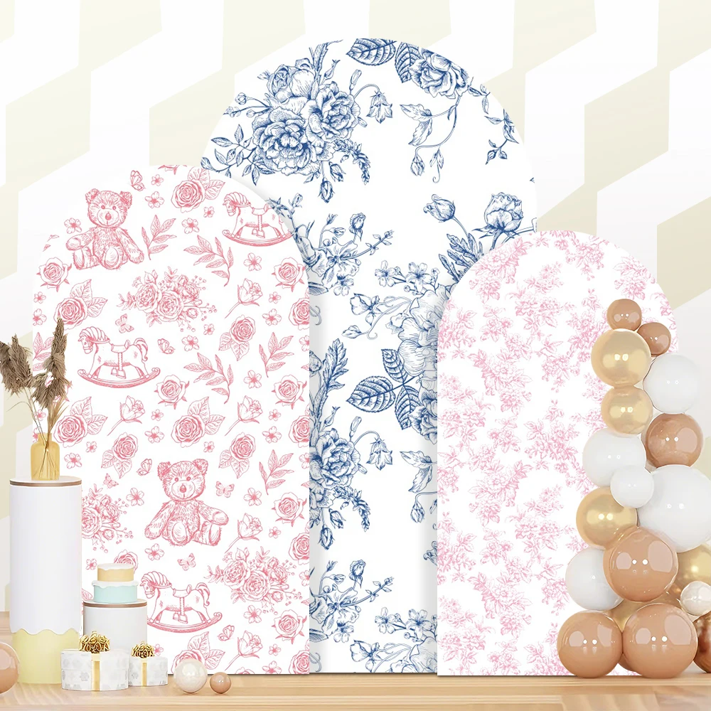 

Pink Blue Photography Backdrop Baby Shower Kids Birthday Single Side Arch Background Newborn Pregnant Portrait Background Props