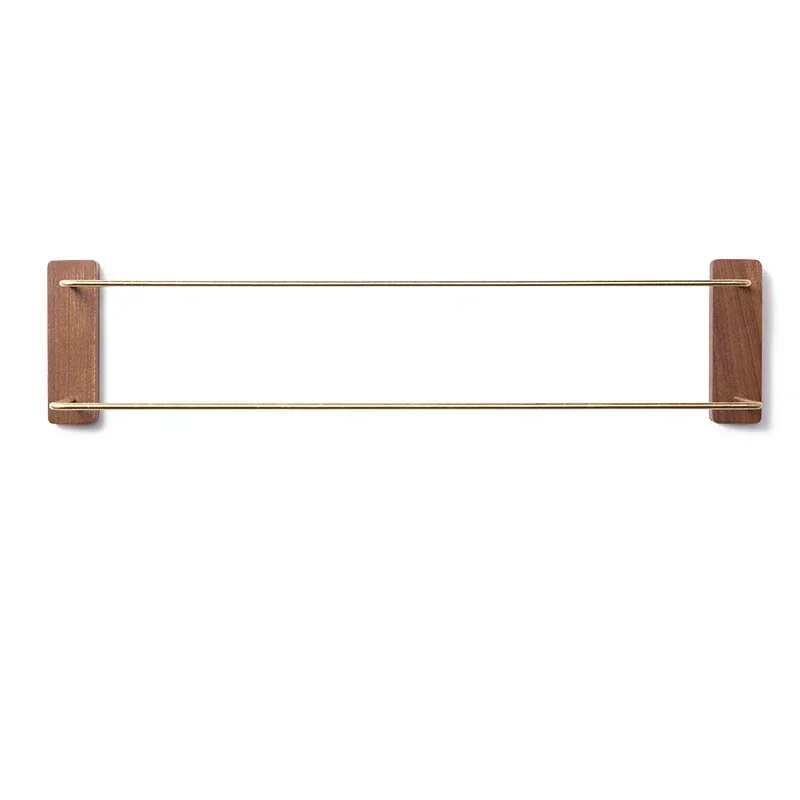 

Hot Sale Walnut Bathroom Shelf Punch Free Bath Towel Holder Durable and Strong Towel Bar Entry Lux Bathroom Rack Towel Holder