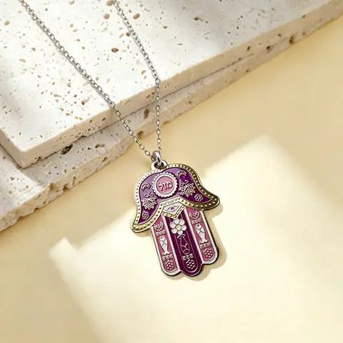 Hamsa Hand Necklace Eye Fish Grape Hebrew Mazel Good Luck Jerusalem Lucky 2 Fish Grape Pattern Jewish Amulet Women Jewelry Gifts