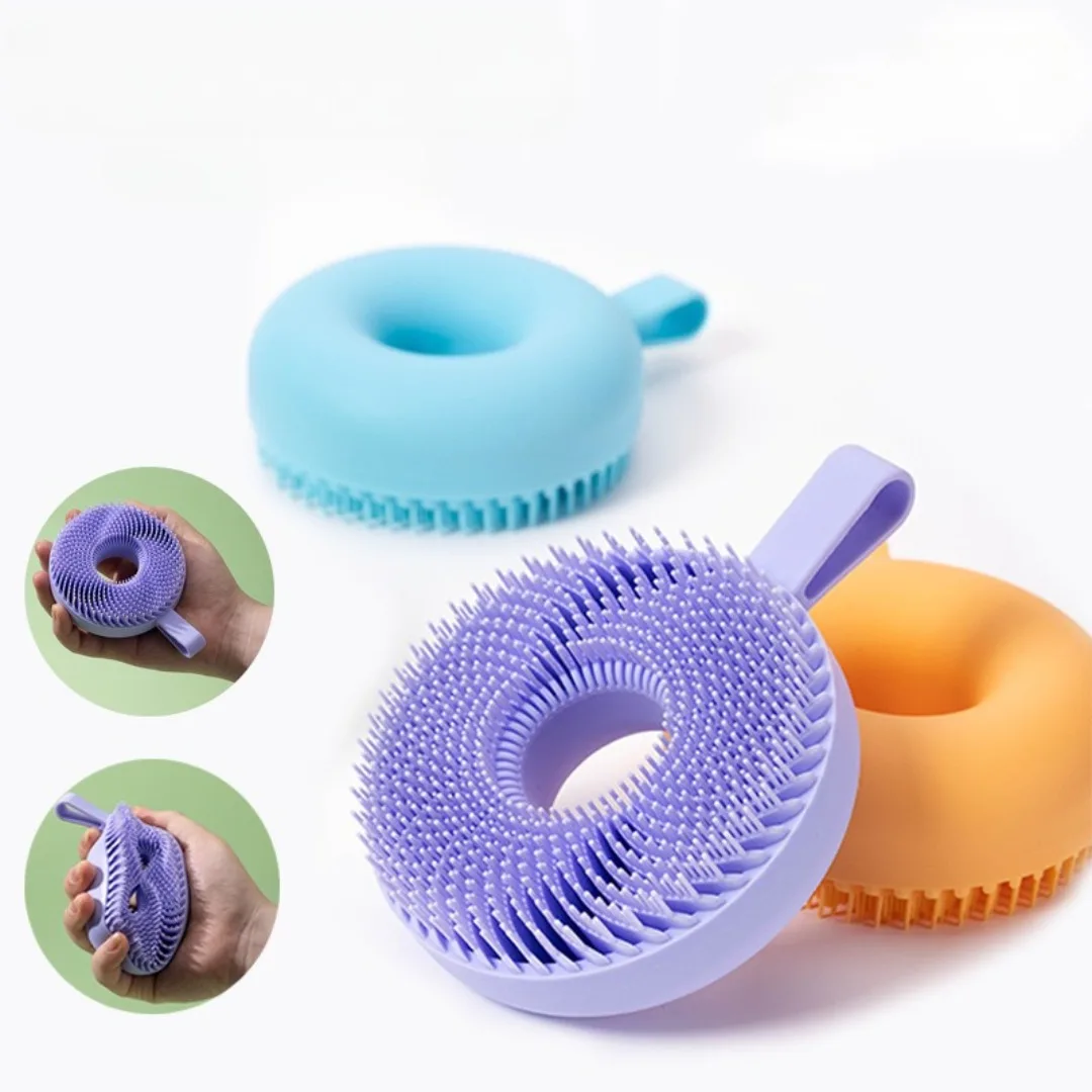 

Soft Silicone Body Scrubber Face Brush Exfoliating Brush Cleanser Manual Body Cleansing Shower Gentle Massage Bath Brush For Men