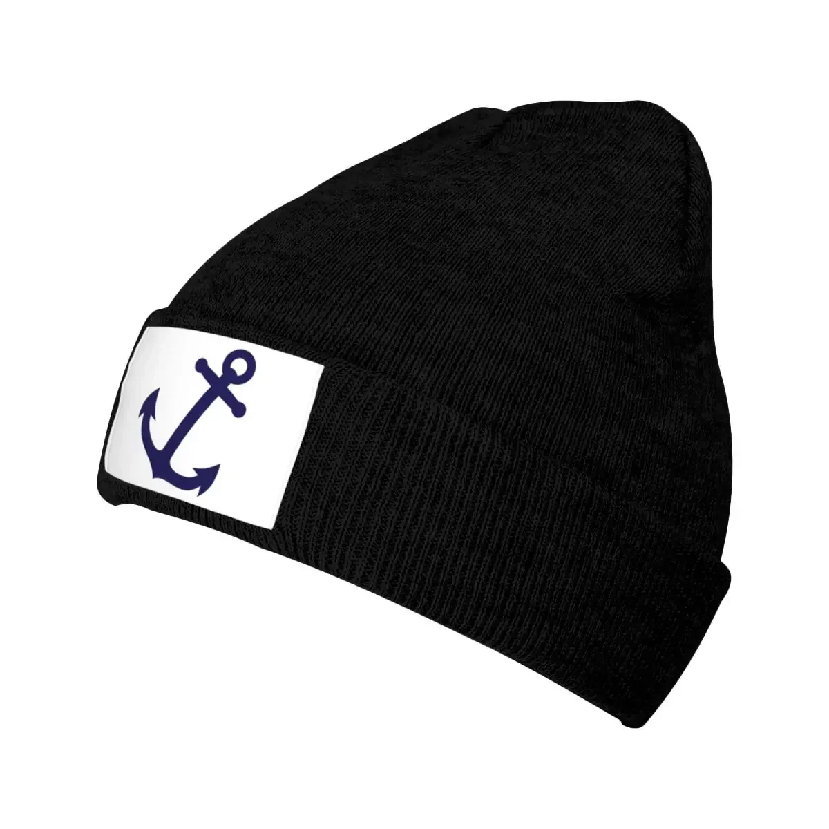 Navy Blue Anchor Knit Hat Cap Knitted Beanie  Beanies  Unisex Hipster