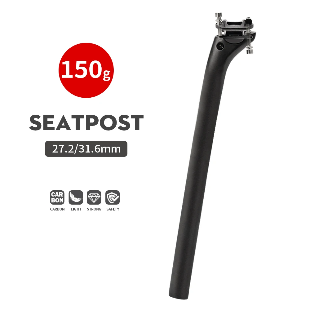 Carbon Seatpost No Logo Light Weight 27.2  31.6mm Length 400mm Matte Black MTB Road Bike Seat Post  Seat Tube Bicycle Parts