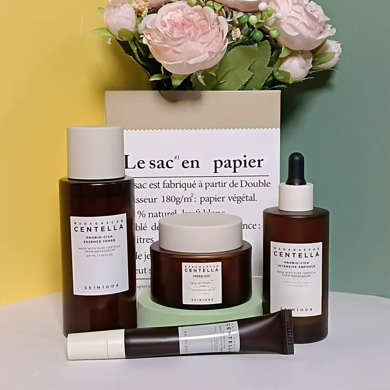 Skin1004 Centella Asiatica Probiotic Series 4-piece كريم/كريم عين/مياه الأسنان/عنصر العناية بالبشرة كريم تبييض البشرة