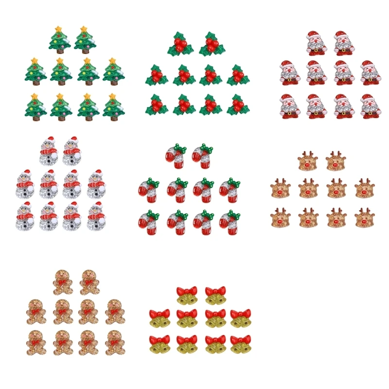 Christmas Flat Back Resin Charm Crafting Adornment For DIY Fashion and Decors