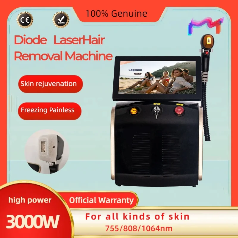 Professional 808nm Diode Laser Remove Hair Machine Skin Rejuvenation Ice Titanium Painless Permanent Hair Removal Device