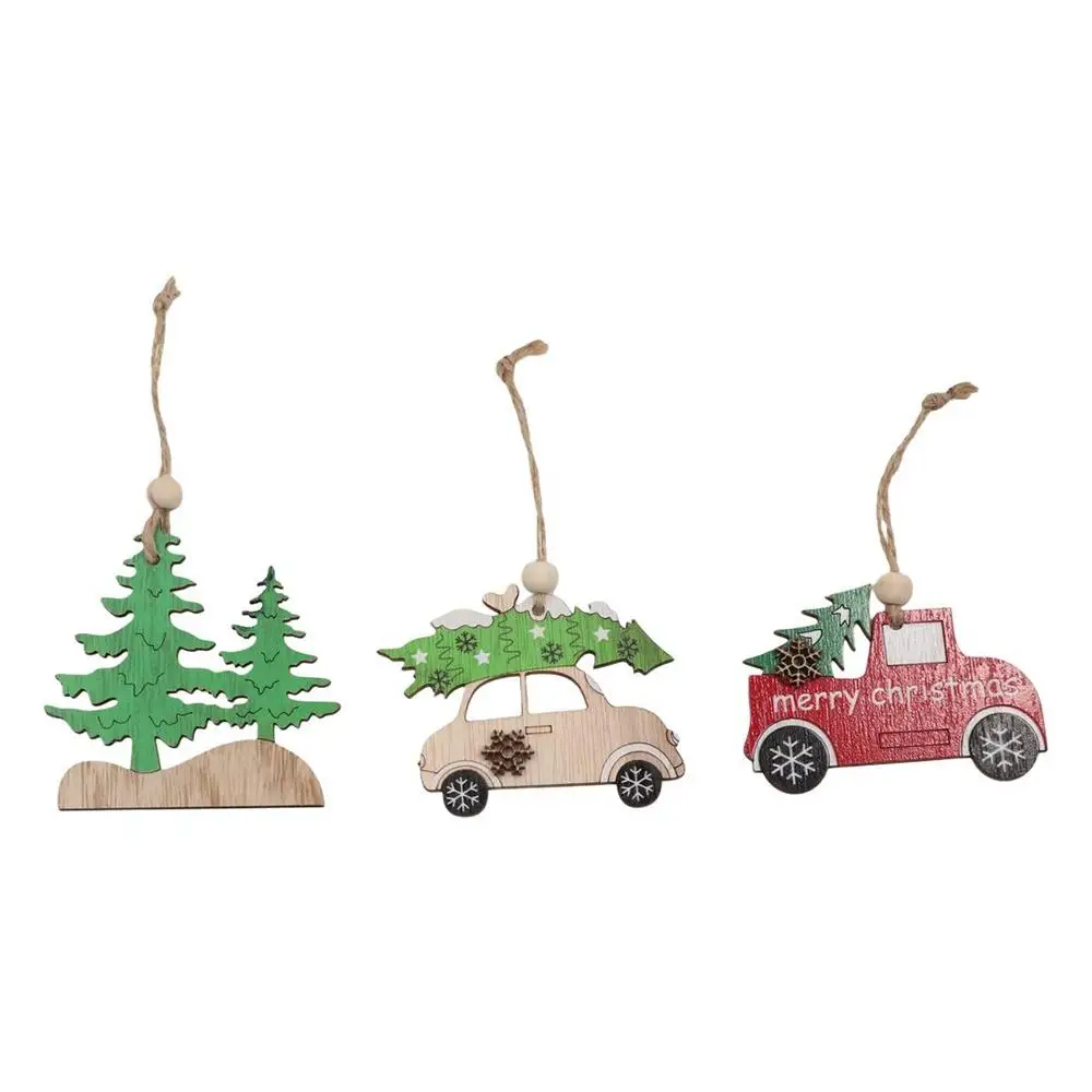 

Car Puppy Christmas Pendant Puppy Dog Xmas Tree Drop Ornaments Wooden Painted Colorful Car Hanging Ornaments Home Decor