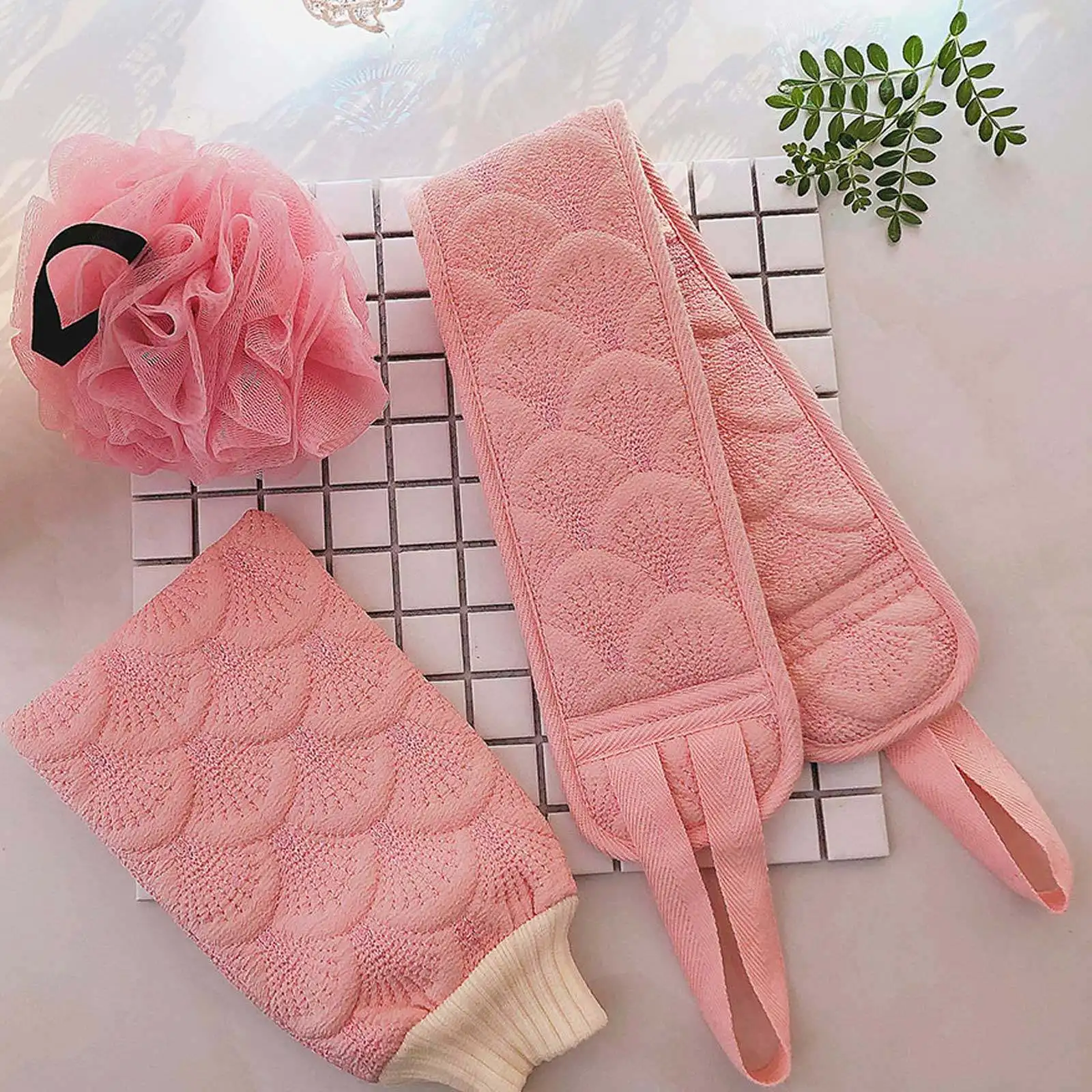 

2Pcs Bath Mitten Back Rub Gloves Mermaid Shower Mittens Body Exfoliator Shower Gloves Back Massage Glove Pink Bath Mitten