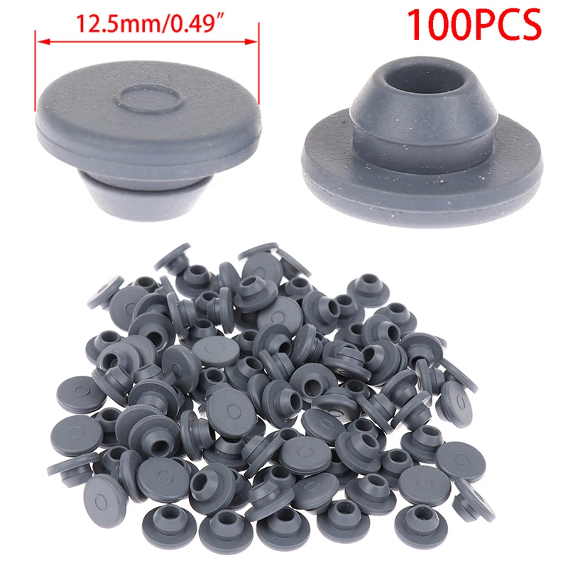 100Pcs Medical Rubber Stoppers Self Sealing Injection Ports Inoculation For 13mm Glass Bottles Vials Opening Sealing Organizer