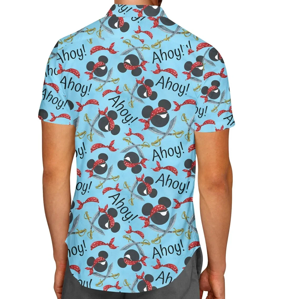 Pirate Mickey Ahoy! Hawaiian Shirt Disney Cruise Inspired Men's Button Down Shortsleeved Shirt Beach Vintage Shirt Men Women Top