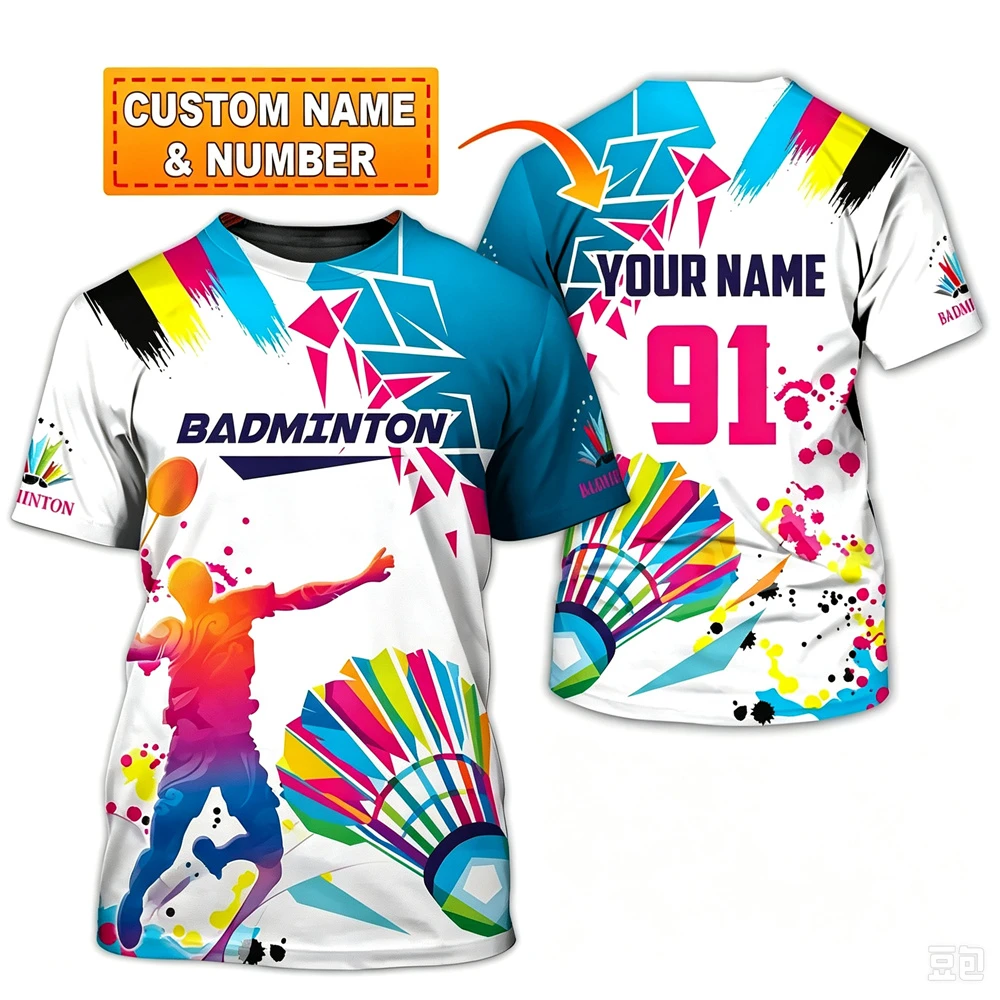 Badminton Sports T-shirt For Men Women 3D Print Cool Badminton Smash Graphic Breathable Sport Short Sleeve T Shirts Summer New