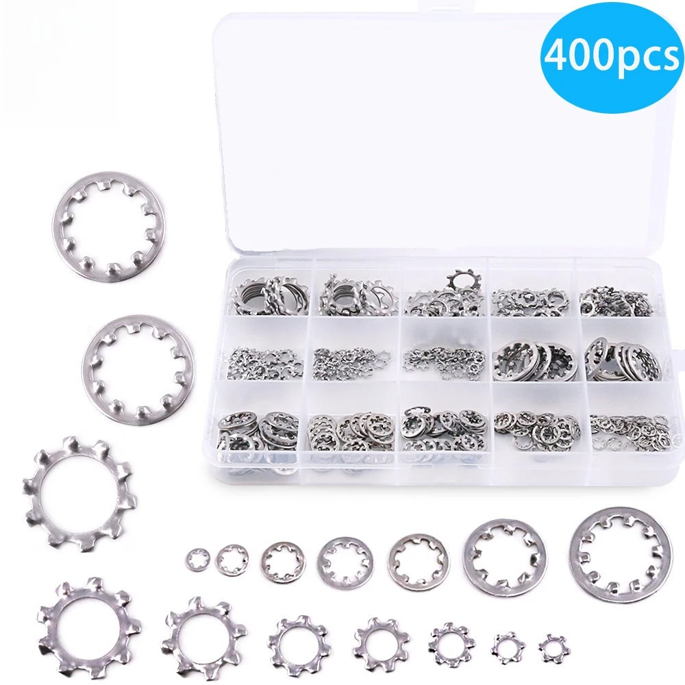 

400pcs Internal Gear Washer 304 Stainless Steel External Gear Flower Tooth Lock Washer Gasket M2 M3 M4 M5 M6 M8 M10 M12 Gasket