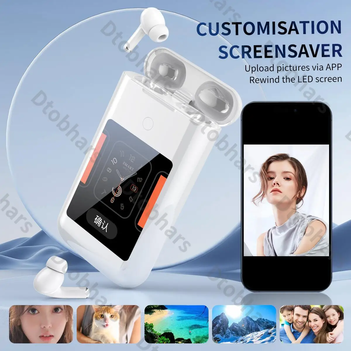 

Power Bank Bluetooth Earphones 2-in-1 Large Screen In Ear Style Multifunctional Headset Essential For Going Out Super Headphone