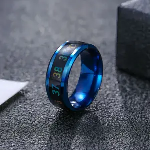 خاتم حساس لدرجة الحرارة مقاوم للماء للرجال والنساء ، فولاذ التيتانيوم ، مزاج عاطفي ، مجوهرات ذكية أفضل 6 مبيعات للخواتم الرجالية - رقم 2