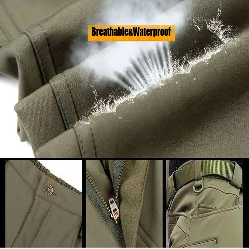 Pantaloni caldi in pile autunno inverno uomo tattico militare escursionismo campeggio arrampicata pantaloni softshell caccia sport palestra allenamento