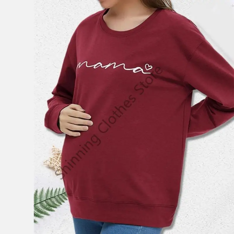 M68A سويت شيرت فضفاض مناسب للحمل وأكمام طويلة مطبوع عليه أزياء مريحة للبطن في فصل الخريف والشتاء قماش مقاوم للغسل #2