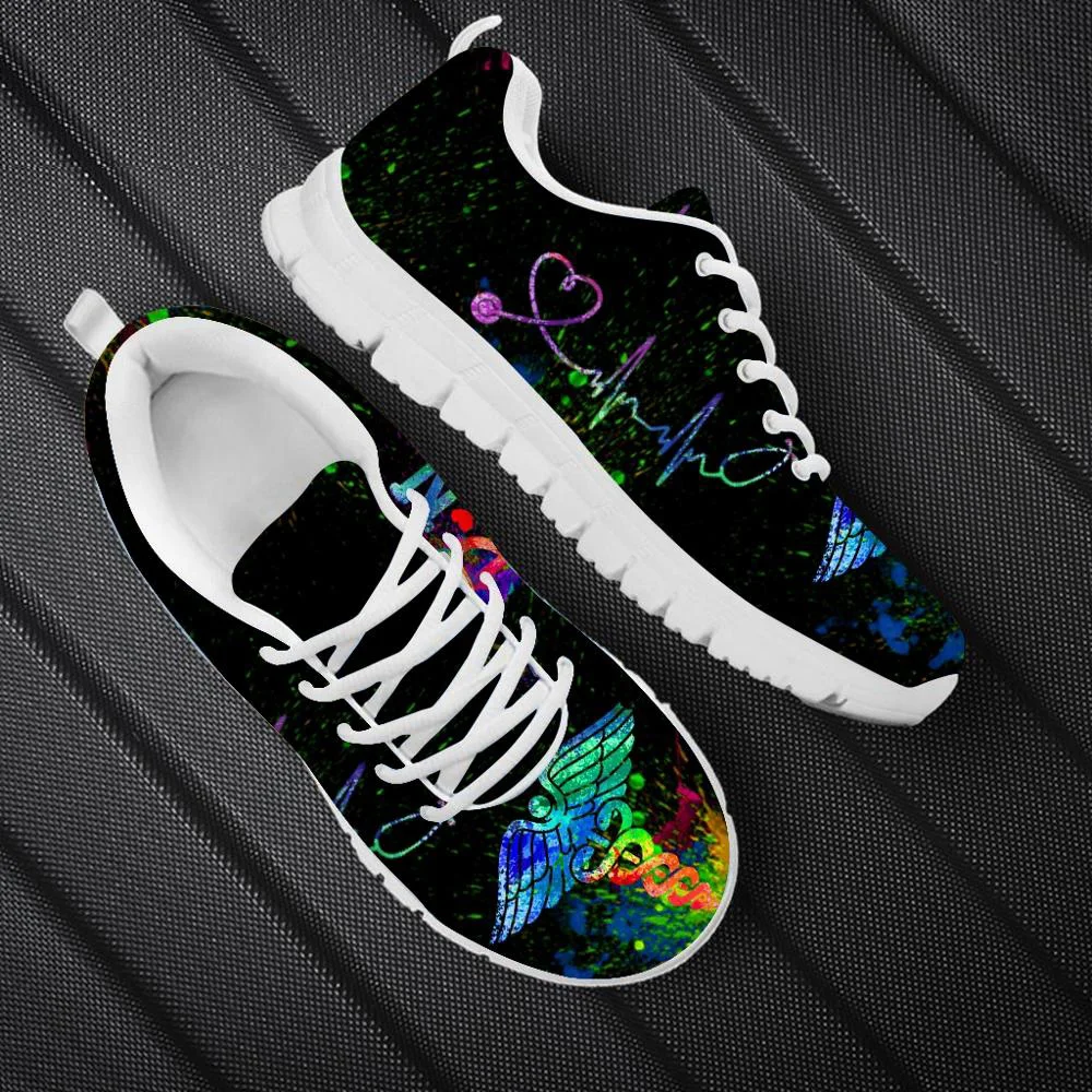 2025 Galaxy Nurse Printed Casual Shoes Women Mesh Flats Ladies Sneakers Jogging Running Shoes Nursing Gifts for Woman Footwear