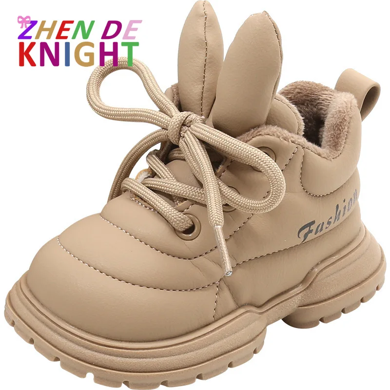 

Детские кроссовки с милыми заячьими ушками, осень 202, унисекс, на флисовой подкладке, на мягкой подошве, повседневные первые ходунки для малышей