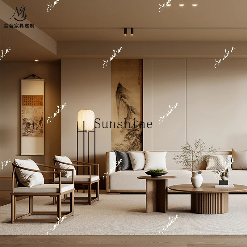 

Medieval style solid wood design living room B & B club hotel fabric sofa FT