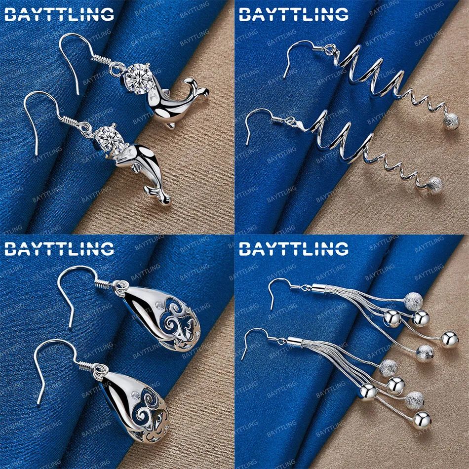 

Charm 925 Sterling Silver Delicate Dolphin Round Bead Earrings Women Wedding Jewelry Accessories Party Ornaments Gift