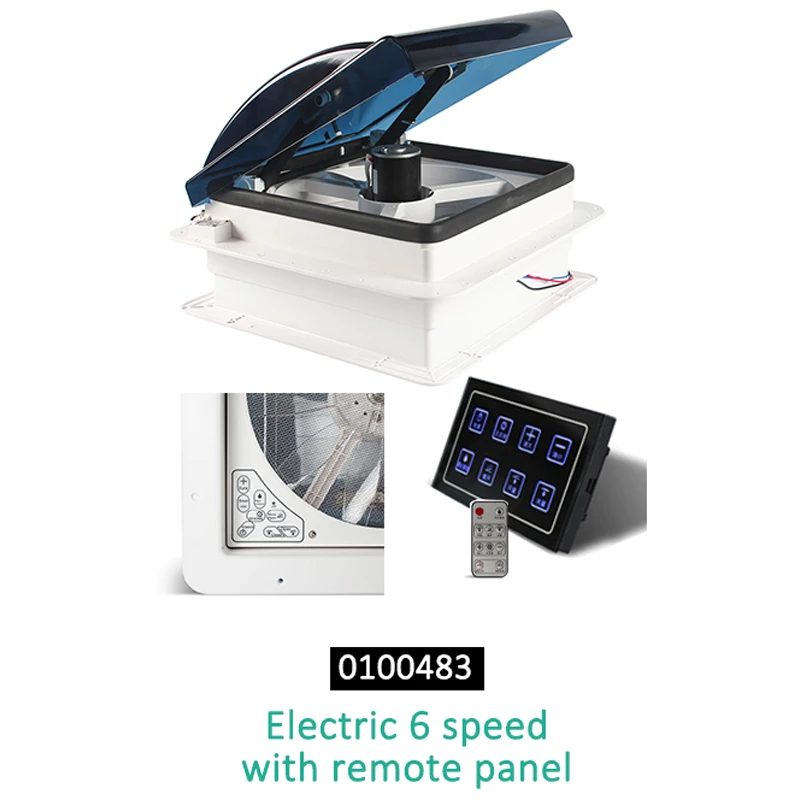 340 مللي متر CE 14 بوصة 12 فولت RV مروحة سقف التخييم مع لوحة التحكم وجهاز التحكم عن بعد 6 سرعات مروحة العادم القابلة للتعديل #3