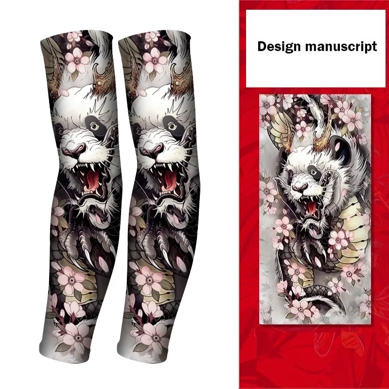 Tweedelige Set Getatoeëerde Elastische Nylon Armmouwen Voor Halloween Rekwisieten, UV-Bestendige En Zonwerende Outdoor Sport Armmouwen