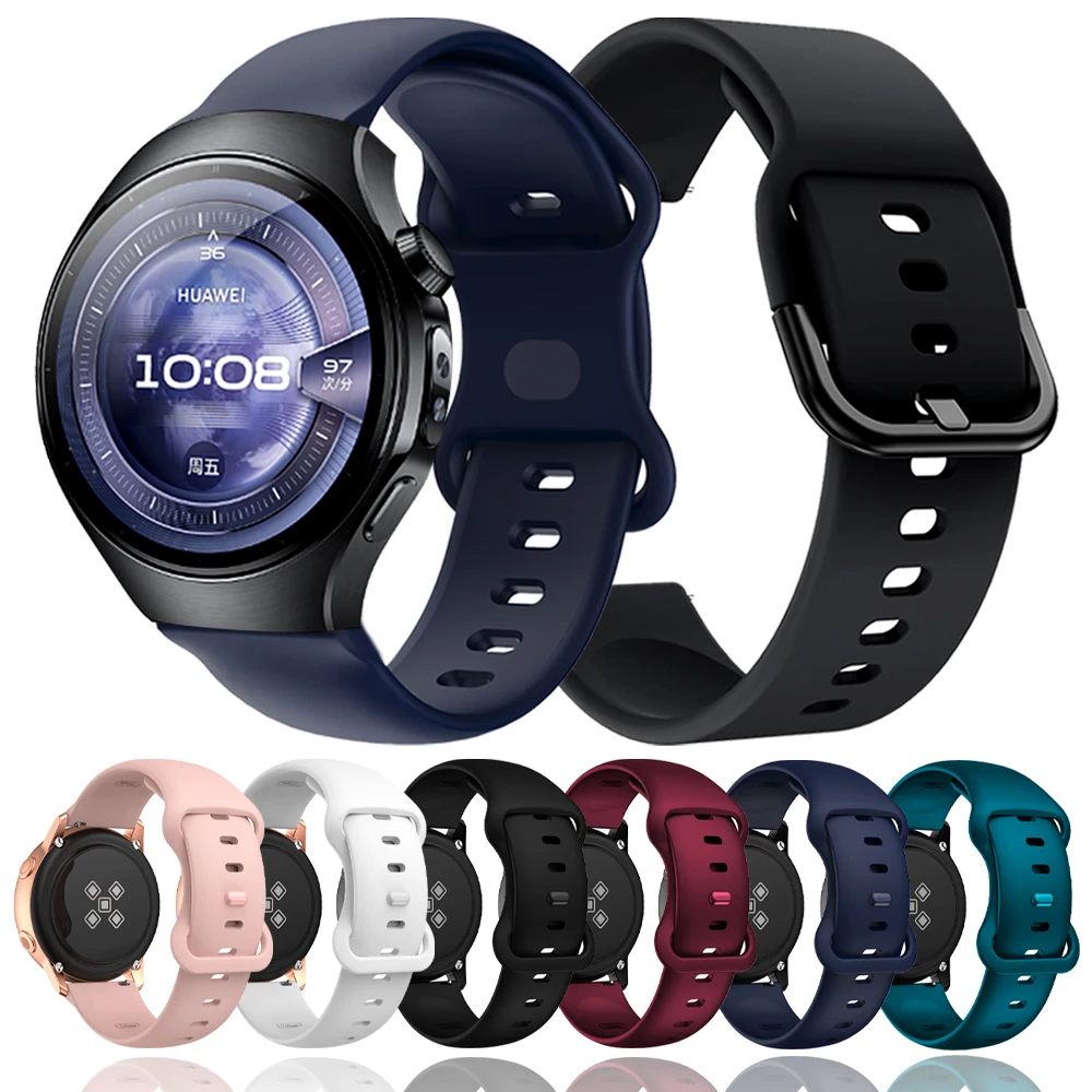 20mm 22mm Silicone Smart Strap For HUAWEI WATCH 5 46mm 4 Pro Soft Bracelet For HUAWEI WATCH GT 5 Pro GT5 GT4 GT3 GT2 Sports Band