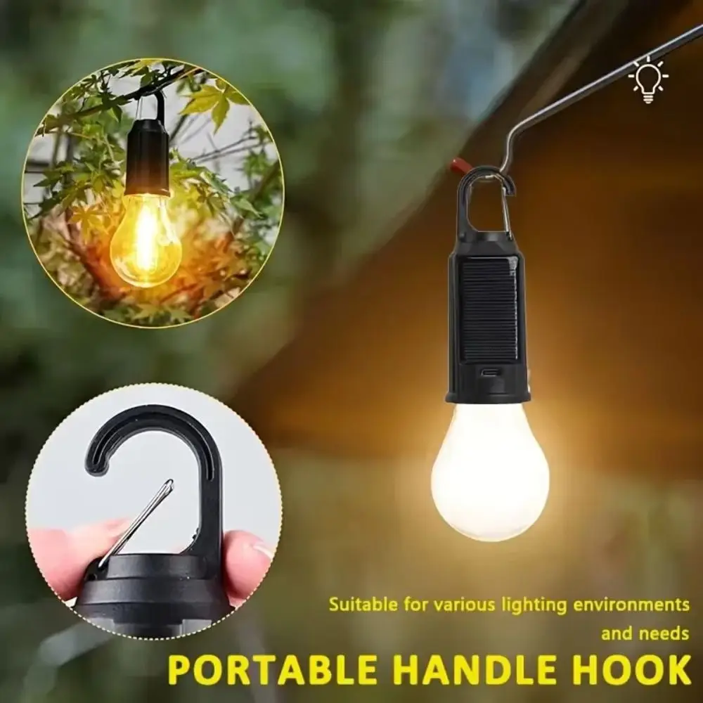 Solar Powered Solar Powered LED Lamp USB Rechargeable Handheld LED Lighting Lantern Waterproof ABS Camping Lamp Outdoor Hiking