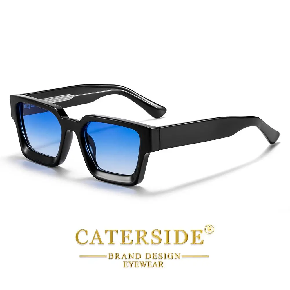 CATERSIDE Retro-Punk-Sonnenbrille für Herren mit dickem, quadratischem Rahmen, Farbverlauf-Design, für Damen, für Reisen, Business, Partys, unverzichtbare Brille, UV400 – Detail 7