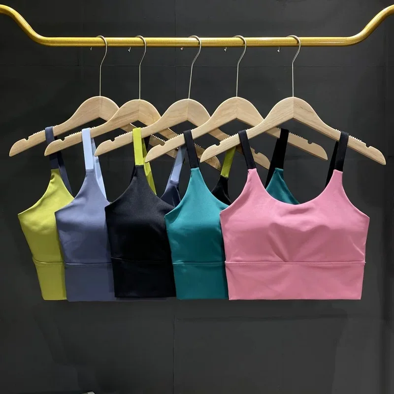 New yoga suspender gathering sports bra professional shockproof medium and high strength fixed one-piece fitness bra