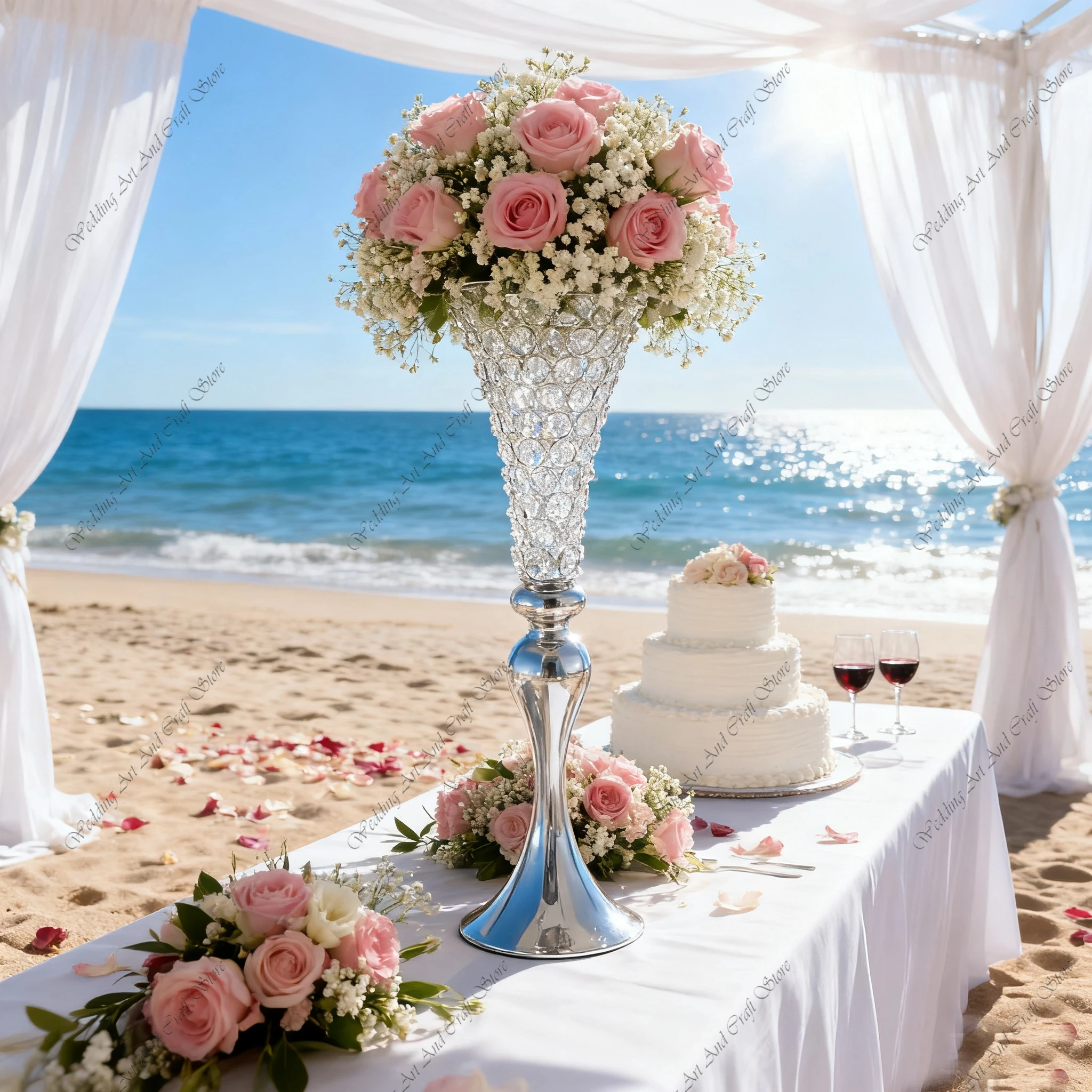 

10 шт. 65-90 см f30 античное серебро акриловая декоративная ваза акриловая подставка для цветов вечерние дорожные направляющие свадебный стол центральная часть ivy106