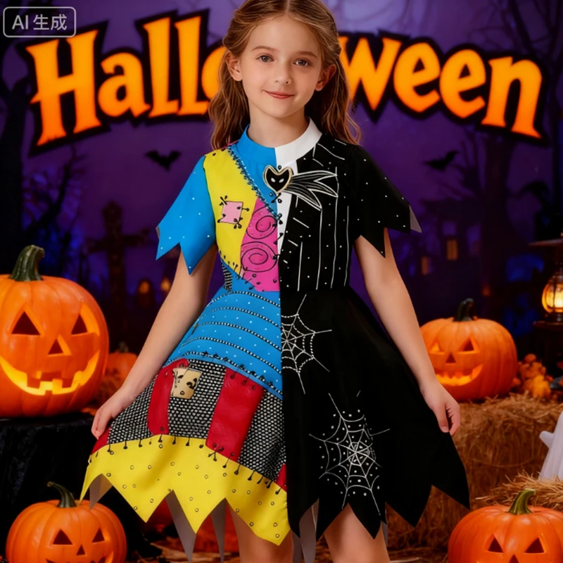 

Halloween Costumes Kids Movie Sally RolePlay Dress Christmas Disguise Girl Princess Dress Birthday Carnival Cosplay Costumes