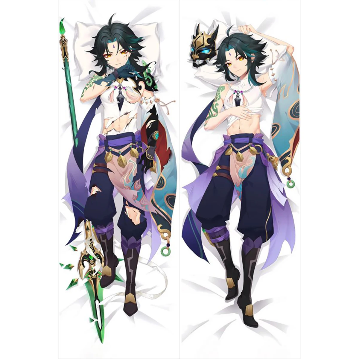 

Anime Genshin Impact Xiao Two-dimens Anime Game Dakimakura Pillowcase Hugging Body Pillow Cover No Filler