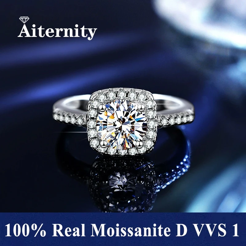 100% Real Moissanite Ring D VVS1 Pass Diamond Testing Pen Adjustable Size S925 Sliver GRA Certificate Wedding Rings For Women