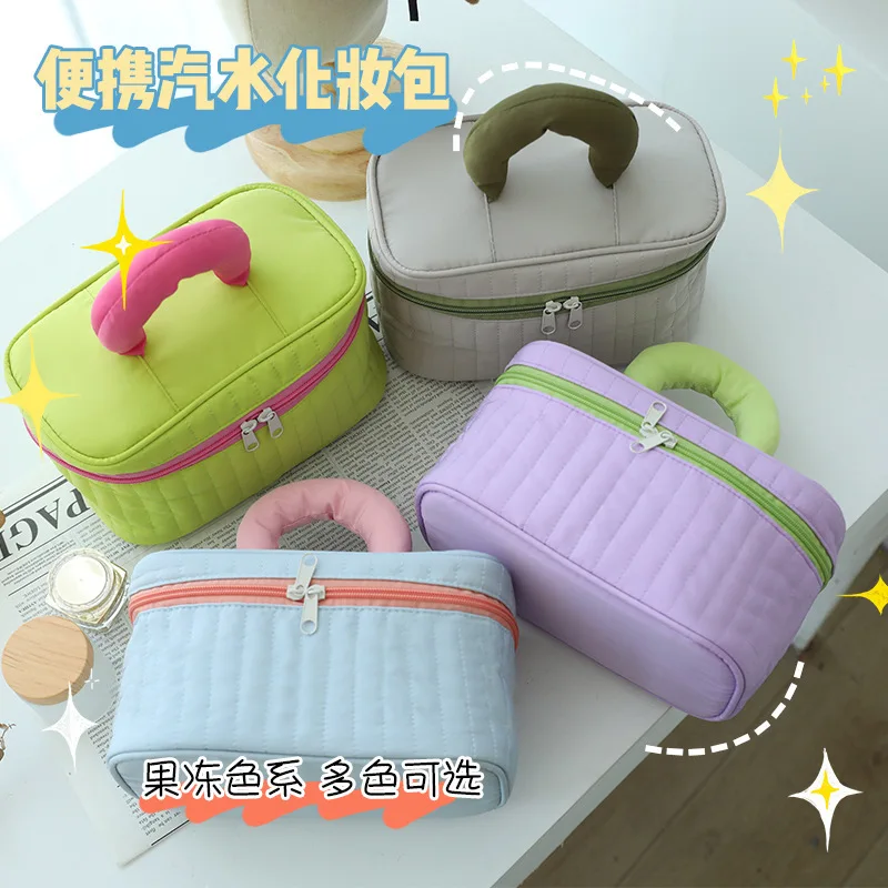 حقيبة مستحضرات التجميل ذات الشريط العمودي، ذات سعة كبيرة، مناسبة كهدية، حقيبة تخزين من البوليستر المقاوم للماء #1