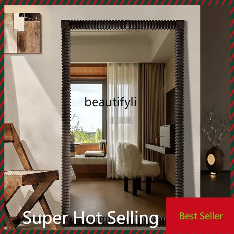 

f185 French retro full-length mirror household light luxury bedroom mirror living room entrance floor mirror high-end decoration