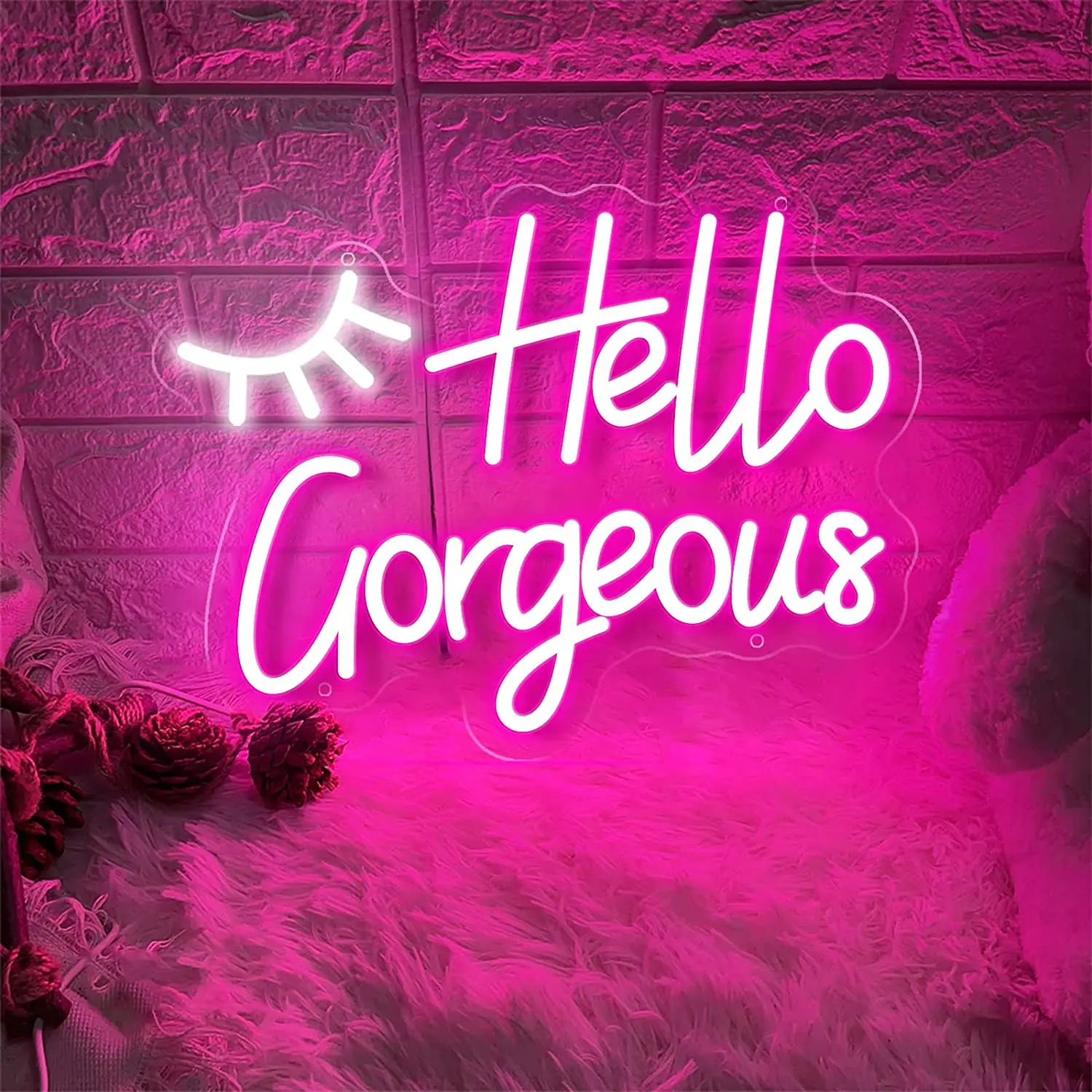 Hello Prachtige Neon Sign Roze Glow Neon Sign Usb Powered Game Room Slaapkamer Valentijnsdag Verlichting Verjaardagsfeestje Decoratie