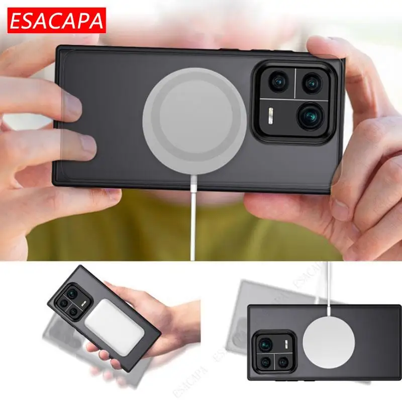 สำหรับ Sony Xperia 1 IV 5 MagSafe เคสแม่เหล็กโปร่งใสแบบไล่ระดับสีเคสกันกระแทกสำหรับ Xperia 1 III ที่ครอบชาร์จแบบไร้สาย