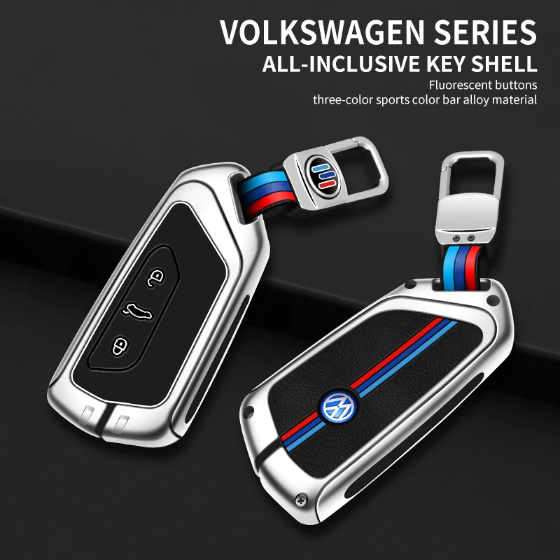 Metal Car Key Case Cover Protector Shell Fob Car For Volkswagen Tharu Golf 8 Shell Tharu X Car ID 4 Sharp Keychain Accessories