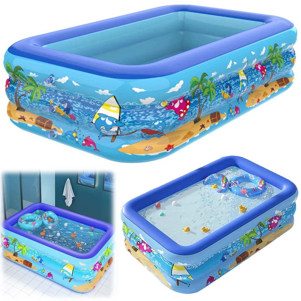 Inflatable Swimming Pool PVC Thickening Swimming Pool Cartoon Pattern Water Play Pool for Summer Outdoor Indoor