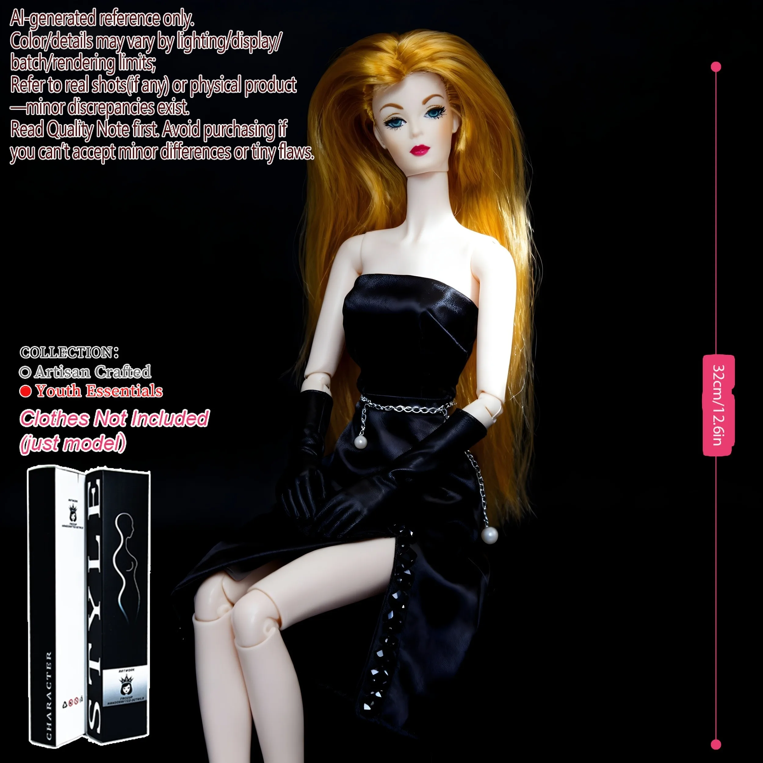 

12,6-дюймовая реалистичная коллекционная кукла BJD — модная модель куклы с шаровым шарниром и 12 шарнирами для рукоделия (без одежды)