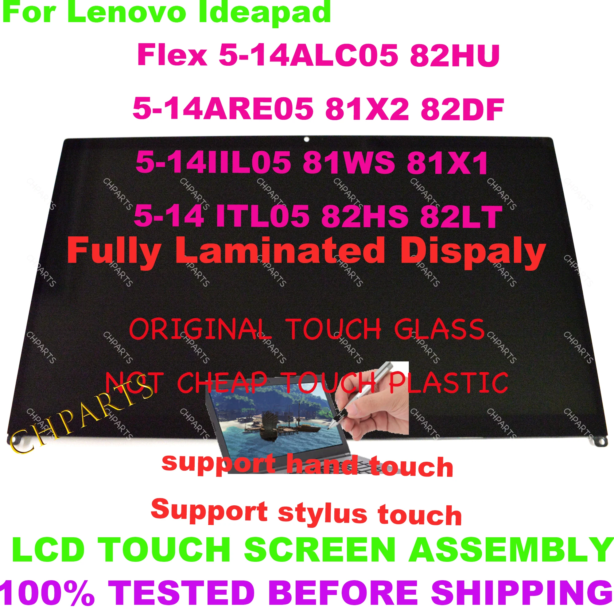

14" For lenovo ideaPad Flex 5 14IIL05 5-14 5 14ARE05 5 14ITL05 5-14ALC05 5D10S39641 5D10S39642 LCD Touch Screen Assembly Panel