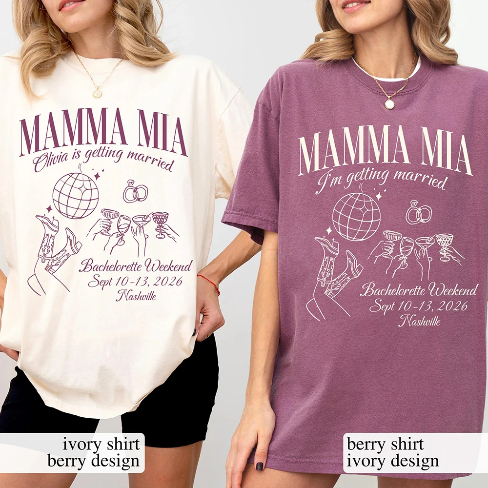 Casual Mamma Mia Bachelorette Custom Shirts She Found Her Honey Dancing Queens Brides Unisex Top Daily Trendy Party Streetwear view 2