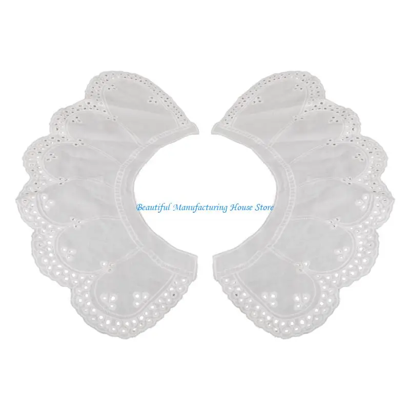 

E56A Kids False Collar Embroidery Hollow Out Trim Neckline Detachable Collar