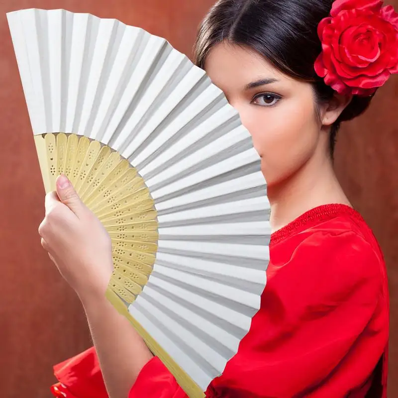 Hand Held Folding Fan Vintage Handheld Silk Folding Fans With Frames 8Inch Charming Elegant Retro Fan For Women Girls Dancing