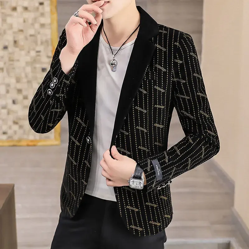 Cropped Plus Big Size Man Suits and Blazers Coats Oversize Stamp Printed Short Jacket for Men Clothing Casual Summer Fashionable